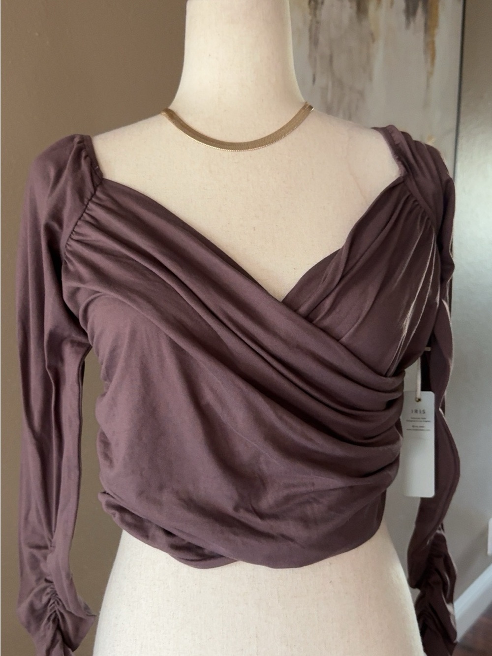 Women's Draped Wrap Top in Mauve